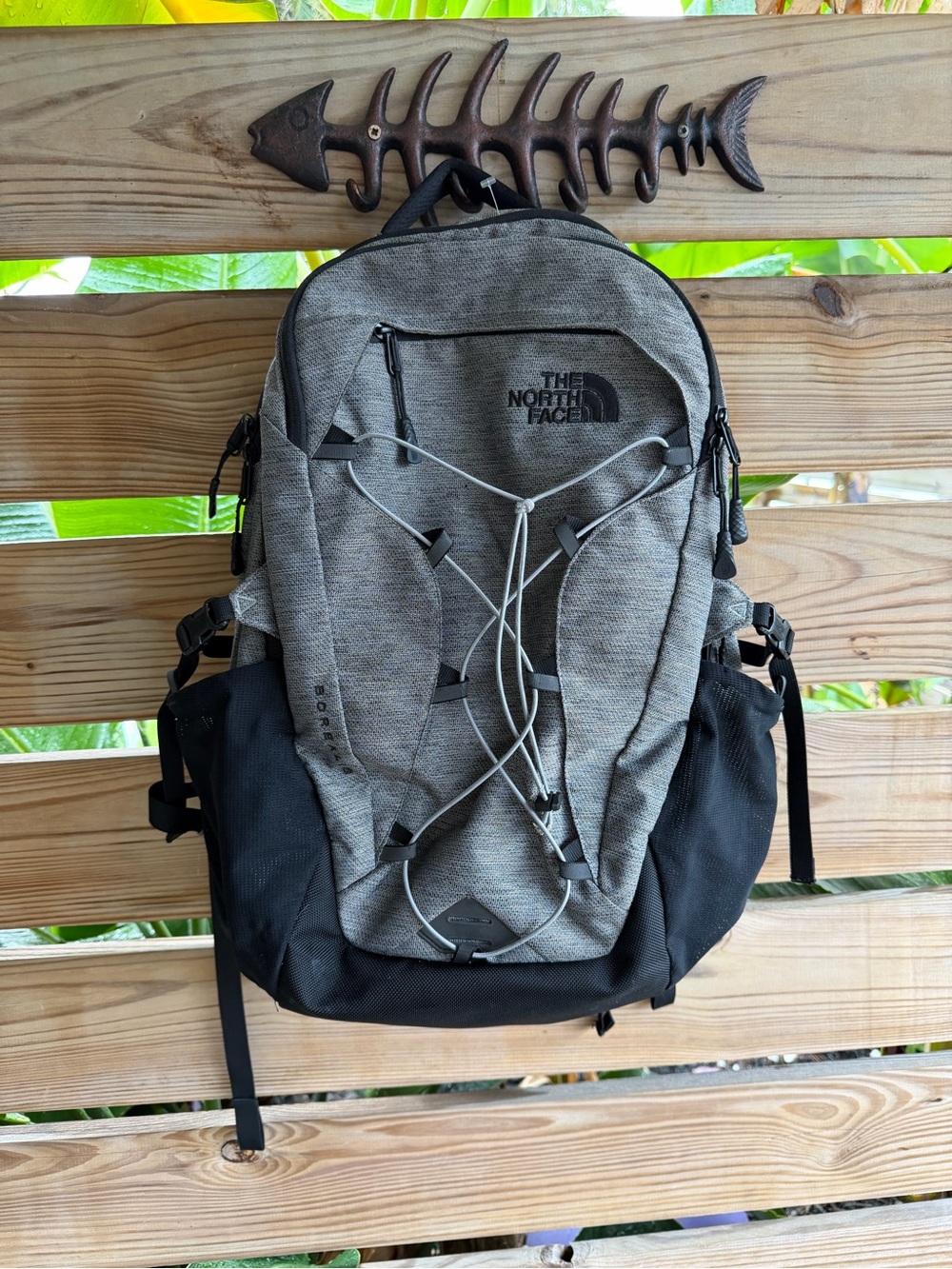 The North Face Gray and Black Daypack with External Bungee